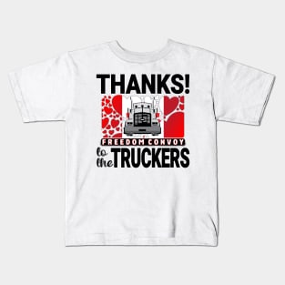 THANKS TO THE TRUCKERS FREEDOM CONVOY 2022 - LIBERTE - I LOVE THE TRUCKERS BLACK LETTERS Kids T-Shirt